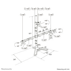 Neomounts DS45-600BL2-1 monitoriaus laikiklis arba stovas 81,3 cm (32") Stalas Juoda