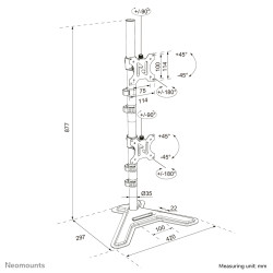 Neomounts DS45-600BL2V monitoriaus laikiklis arba stovas 81,3 cm (32") Stalas Juoda