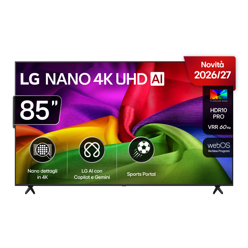 LG NANO 4K UHD AI 85NU800B6LA 2,16 m (85") 4K Ultra HD Smart TV „Wi-Fi“ Juoda