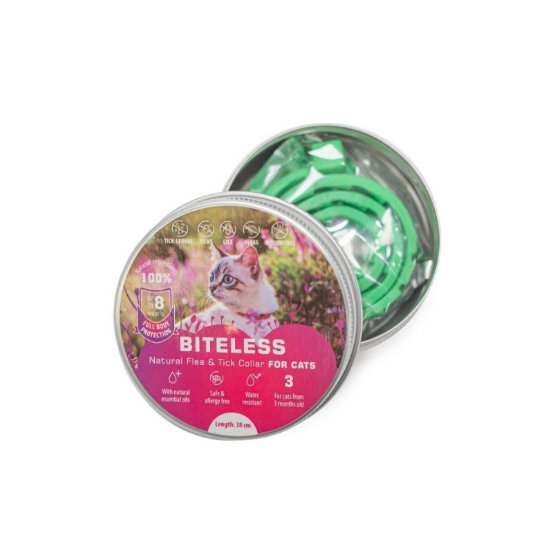 Biteless kačių antiparazitinis antkaklis, silikoninis, 38 cm