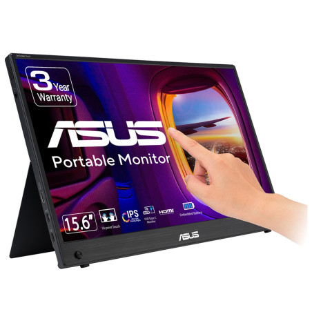 ASUS ZenScreen MB16AMTR kompiuterio monitorius 39,6 cm (15.6") 1920 x 1080 pikseliai „Full HD“ LCD Lietimui jautrus ekranas Juod