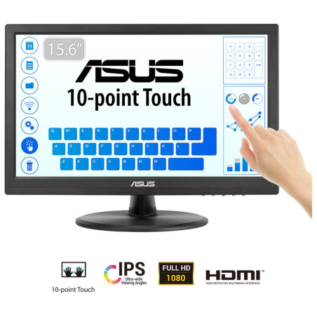 ASUS Touch VT169HE kompiuterio monitorius 39,6 cm (15.6") 1920 x 1080 pikseliai „Full HD“ LED Lietimui jautrus ekranas Stalo pav