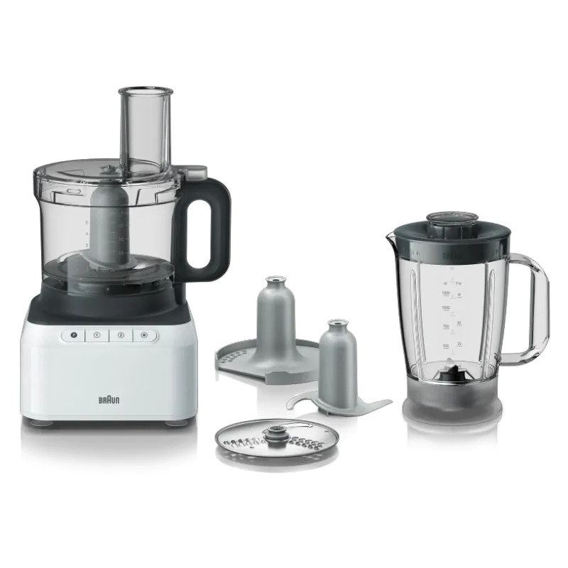 Braun FP3131WH food processor 800 W 2.1 L Grey, White