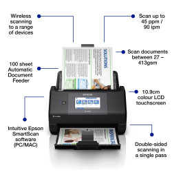Epson WorkForce ES-590W Sheet-fed skaitytuvas 600 x 600 DPI A4 Juoda