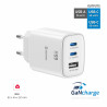 Swissten Edge Travel Charger Edge GaN 2x USB-C PD 65W + 1x USB-A 18W QC white