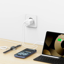 Swissten Edge Travel Charger Edge GaN 2x USB-C PD 65W + 1x USB-A 18W QC white