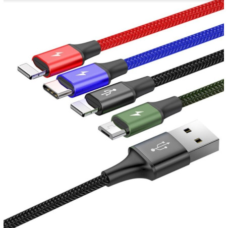 Baseus CA1T4-A01 Fast 4in1 Cable 2x Lightning, USB-C, MicroUSB 3.5A 1.2m / black