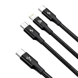 Baseus Rapid Series 3in1 Fast Charging Cable USB-C - USB-C/Lightning/MicroUSB 20W 1.5m / black