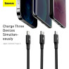 Baseus Rapid Series 3in1 Fast Charging Cable USB-C - USB-C/Lightning/MicroUSB 20W 1.5m / black