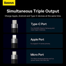 Baseus StarSpeed 3in1 Fast Charging Cable USB-A - USB-C/Lightning/MicroUSB 3.5A 1.2m / Black
