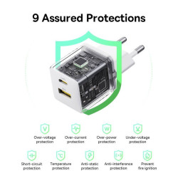 Baseus Palm Fast Charger USB-A + USB-C 20W / White
