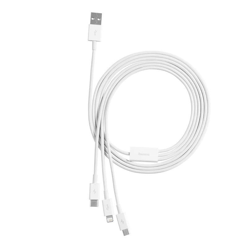 Baseus Superior Series Fast Charging Data Cable USB-A to USB-C/microUSB/Lightning 3.5A 1m / stellar white