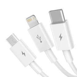 Baseus Superior Series Fast Charging Data Cable USB-A to USB-C/microUSB/Lightning 3.5A 1m / stellar white