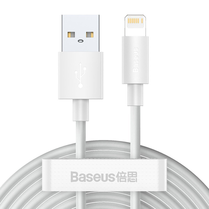 Baseus Simple Wisdom Data Cable Kit USB to Lightning 2.4A 1.5m (2pcs/set) / white