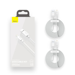 Baseus Simple Wisdom Data Cable Kit USB to Lightning 2.4A 1.5m (2pcs/set) / white