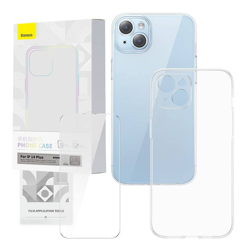 Baseus Corning Transparent Case and Tempered Glass Set for iPhone 14 Plus / transparent
