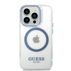 Guess GUHMP14LHTRMB Metal Outline Magsafe Hard Case for iPhone 14 Pro 6,1" / blue