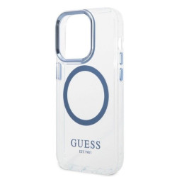 Guess GUHMP14LHTRMB Metal Outline Magsafe Hard Case for iPhone 14 Pro 6,1" / blue