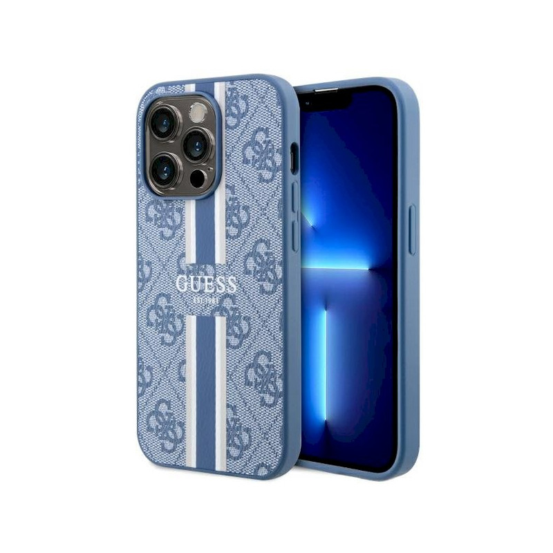 Guess GUHMP14LP4RPSB Hardcase 4G Printed Stripes MagSafe for iPhone 14 Pro 6.1" / blue
