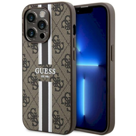 Guess GUHMP14LP4RPSW Hardcase 4G Printed Stripes MagSafe for iPhone 14 Pro 6.1" / brown