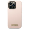 Guess GUHMP14LSBPLP iPhone 14 Pro 6,1" pink hard case Silicone Logo Plate MagSafe