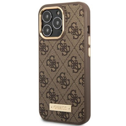 Guess GUHMP14LU4GPRW Hardcase 4G Logo Plate MagSafe for iPhone 14 Pro 6,1" / brown