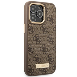 Guess GUHMP14LU4GPRW Hardcase 4G Logo Plate MagSafe for iPhone 14 Pro 6,1" / brown