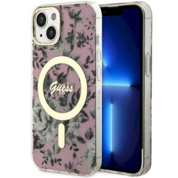 Guess GUHMP14MHCFWSP Hardcase Flower MagSafe for iPhone 14 Plus / 15 Plus 6.7" / pink