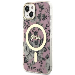 Guess GUHMP14MHCFWSP Hardcase Flower MagSafe for iPhone 14 Plus / 15 Plus 6.7" / pink