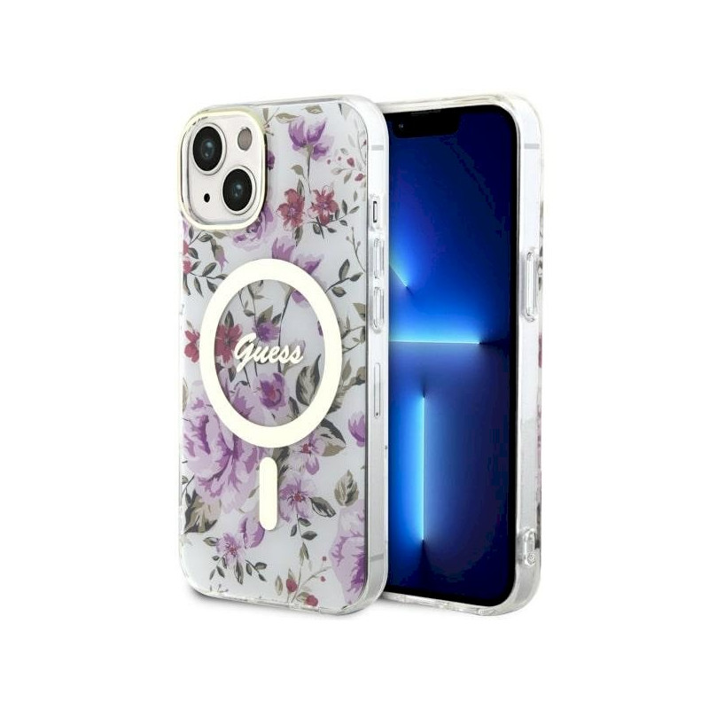 Guess GUHMP14MHCFWST Hardcase Flower MagSafe for iPhone 14 Plus / 15 Plus 6.7"