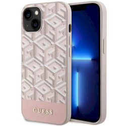 Guess GUHMP14MHGCFSEP GCube Stripes MagSafe Hard Case for iPhone 14 Plus/15 Plus 6.7" / pink