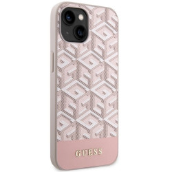 Guess GUHMP14MHGCFSEP GCube Stripes MagSafe Hard Case for iPhone 14 Plus/15 Plus 6.7" / pink