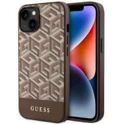 Guess GUHMP14MHGCFSEW GCube Stripes MagSafe Hardcase for iPhone 14 Plus / 15 Plus 6.7" / brown