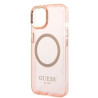 Guess GUHMP14MHTCMP Hardcase Gold Outline Translucent MagS for iPhone 14 Plus/15 Plus 6.7" / pink