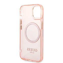 Guess GUHMP14MHTCMP Hardcase Gold Outline Translucent MagS for iPhone 14 Plus/15 Plus 6.7" / pink