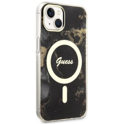 Guess GUHMP14MHTMRSK Golden Marble MagSafe Hardcase for iPhone 14 Plus/15 Plus 6.7" / black