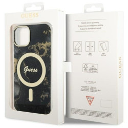 Guess GUHMP14MHTMRSK Golden Marble MagSafe Hardcase for iPhone 14 Plus/15 Plus 6.7" / black