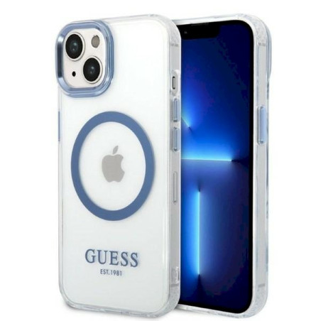 Guess GUHMP14MHTRMB Hardcase Metal Outline Magsafe for iPhone 14 Plus / 15 Plus 6.7" / blue