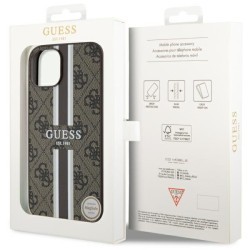 Guess GUHMP14MP4RPSW Hardcase 4G Printed Stripes MagSafe for iPhone 14 Plus / 15 Plus 6.7" / brown