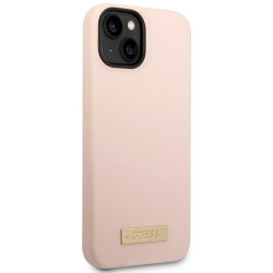 Guess GUHMP14MSBPLP Hardcase Silicone Logo Plate MagSafe for iPhone 14 Plus/15 Plus 6.7" / pink