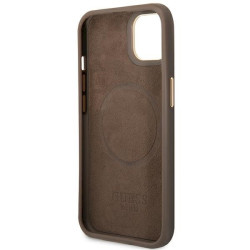 Guess GUHMP14MU4GPRW Hardcase 4G Logo Plate MagSafe for iPhone 14 Plus / 15 Plus 6.7" / brown