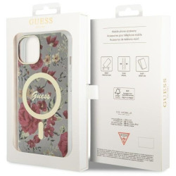 Guess GUHMP14SHCFWSA Hardcase Flower MagSafe for iPhone 14 / 15 / 13 6.1" / khaki