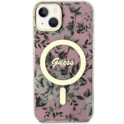 Guess GUHMP14SHCFWSP Hardcase Flower MagSafe for iPhone 14/15/13 6.1" / pink