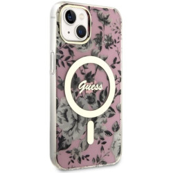 Guess GUHMP14SHCFWSP Hardcase Flower MagSafe for iPhone 14/15/13 6.1" / pink