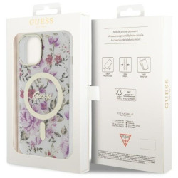 Guess GUHMP14SHCFWST Hardcase Flower MagSafe for iPhone 14 / 15 / 13 6.1" / transparent