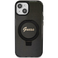 Guess GUHMP14SHRSGSK Hardcase Ring Stand Script Glitter MagSafe for iPhone 14 / 15 / 13 6.1" / black