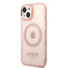 Guess GUHMP14SHTCMP Hardcase Gold Outline Translucent MagSafe for iPhone 14 / 15 6.1" / pink