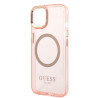 Guess GUHMP14SHTCMP Hardcase Gold Outline Translucent MagSafe for iPhone 14 / 15 6.1" / pink
