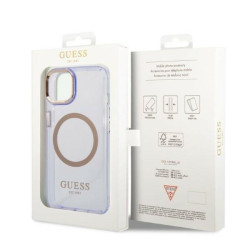Guess GUHMP14SHTCMU Hardcase Gold Outline Translucent MagS for iPhone 14 / 15 6.1" / purple