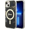 Guess GUHMP14SHTMRSK Hardcase Golden Marble MagSafe for iPhone 14 / 15 6.1" / black